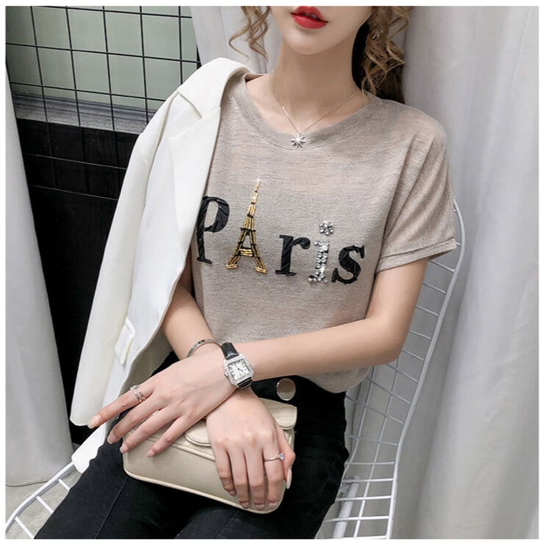 4色展開 ラウンドネック 半袖 エッフェル塔 PARIS ファッション T