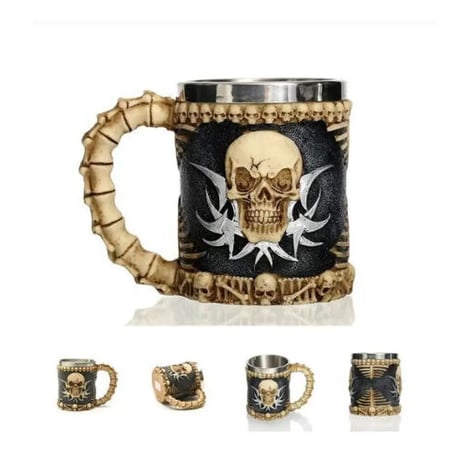 ビールジョッキ マグカップ ステンレス がいこつ ドラゴン 龍 保冷 保温 おしゃれ食器 高級装飾 贈り物 バイキング グラス