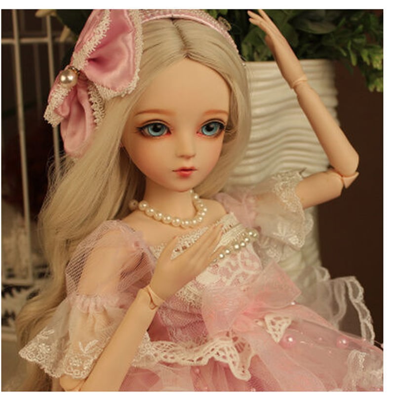金髪】 球体関節人形 1/3 BJD フルセット ピンクの衣装 60cm 本体＋