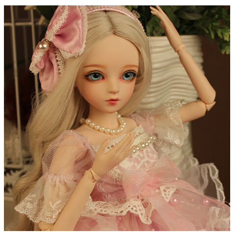 金髪】 球体関節人形 1/3 BJD フルセット ピンクの衣装 60cm 本体＋