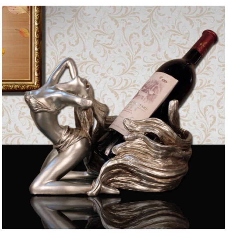 女性の彫刻デザイン ワインラック オブジェ】 置物 北欧インテリア ワインラック 女性の髪 飾り