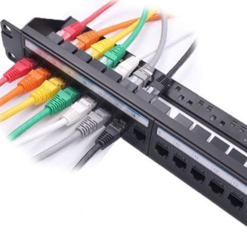 19 インチ 1U キャビネットラック パススルー 24 ポート CAT6 パッチ