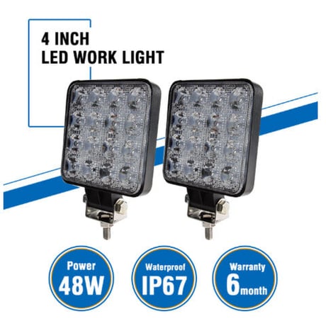 OKEEN ワークライト 車 LED 防水 IP67 高品質 4インチ 6500K 多用途 トラック 業務用 農業 ボート 取り付け簡単 48W 2個