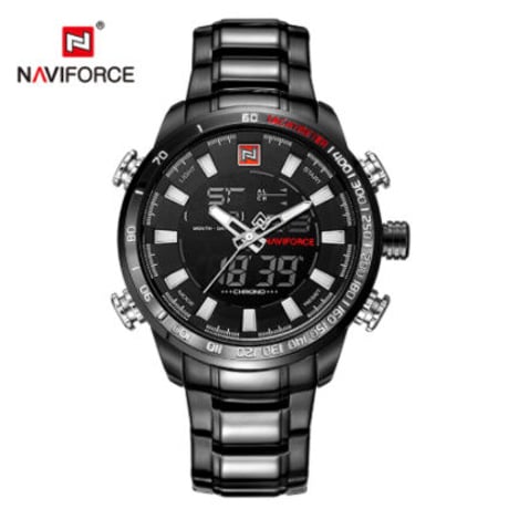NAVIFORCE 海外高級ブランド 多機能 アラーム クロノグラフ 防水 発光 日付表示 ステンレスベルト クォーツ メンズ スポーツウォッチ 4色展開