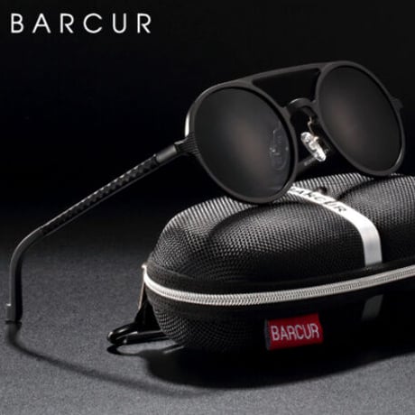 【海外高級ブランド】 BARCUR 丸型  サークル メンズサングラス ラウンド ヴィンテージ UV400 運転用 ポラロイド デザイナー BC8053 【選べる3色】