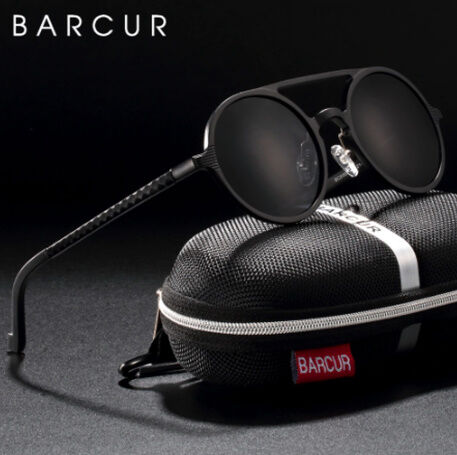 海外高級ブランド】 BARCUR 丸型 サークル メンズサングラス ラウンド  