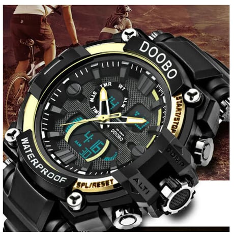 Doobo トップブランド 高級 スポーツ時計 メンズ 腕時計 クォーツ デジタル 頑丈 防水 ミリタリー
