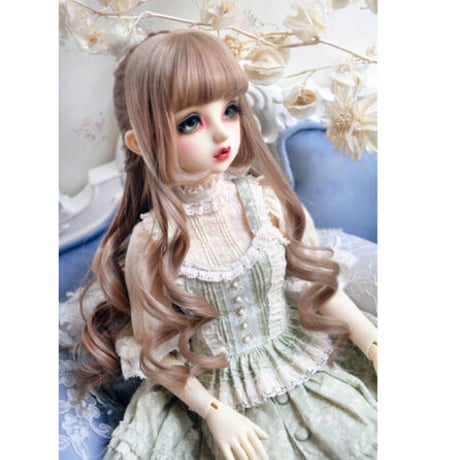 BJD ウィッグ 人形用 女性 ロング くるくる カーリーヘア 球体関節人形 カスタムドール ミルクティーブラウン ダークブラウン 選べる2サイズと2色