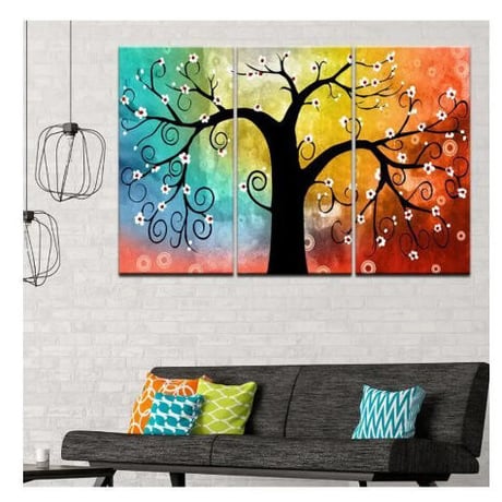 海外輸入 パネルアート -Colorful Trees Canvas Art- インテリア 絵画 壁掛 タペストリ 芸術