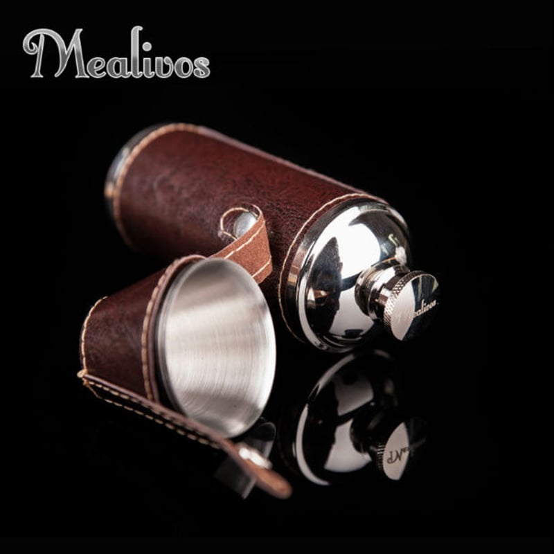 8オンス おちょこ付き レザー スキットル | World Planet Market