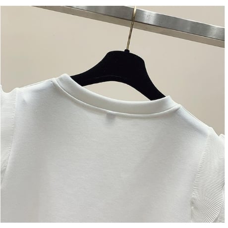 【2色展開】フリル 半袖 蝶 フリル系女子 甘すぎない ポイントフリル Ｔシャツ CP-454