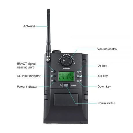 受信機と送信機を備えたポータブルUHF楽器 ワイヤレスマイクシステムサックス サックス用 32チャンネル サクソフォン
