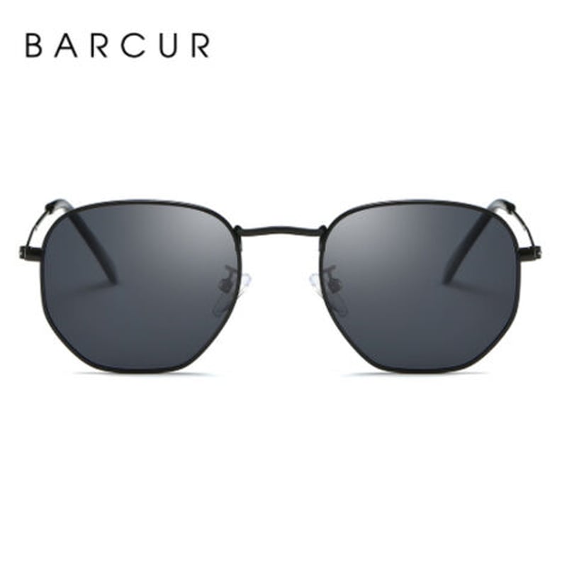 レトロスタイル】 BARCUR 六角形 メンズ サングラス UV400 偏光レンズ