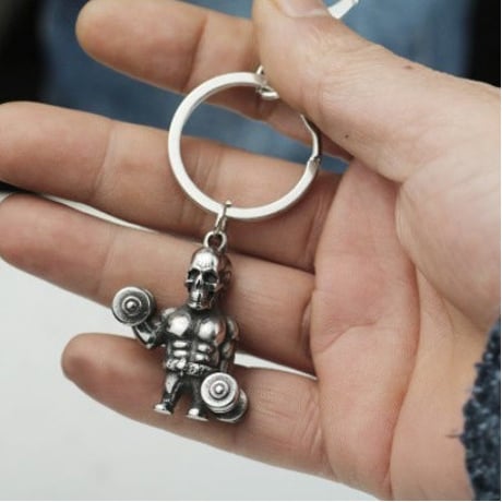 ドクロ ダンベル キーホルダー