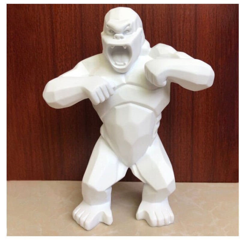 巨大 ゴリラ キングコング 置物 オブジェ シルバー アニマル 高さ88 銀