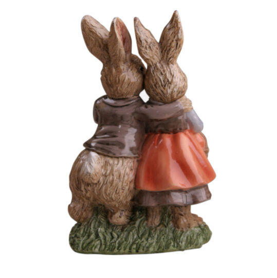 オブジェ】置物 うさぎ カップル イースター エッグバニー レトロ