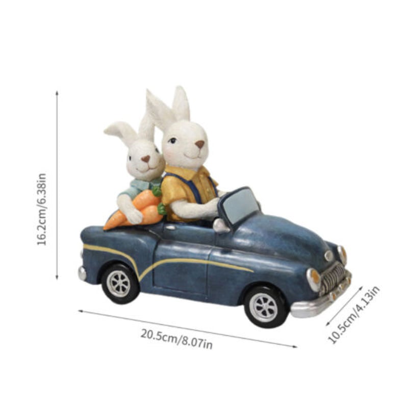 オブジェ】うさぎ 車 ニンジン 親子 レトロ アンティーク かわいい