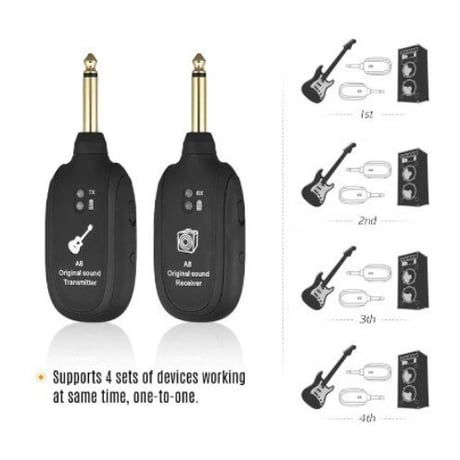 レシーバ 内蔵 充電式 UHF ギター ワイヤレス システム トランス ミッタ