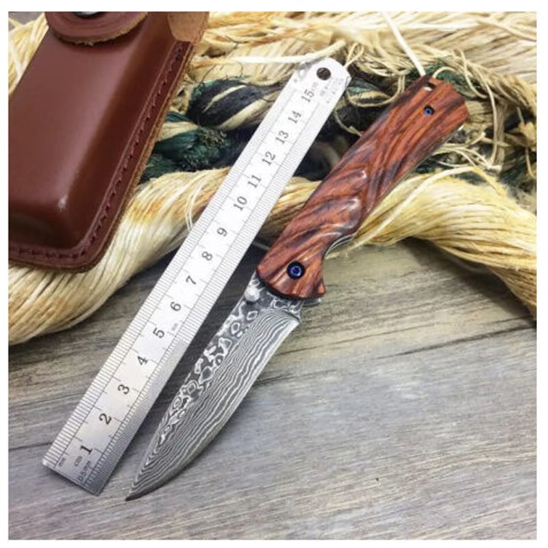 ミニポケットナイフ 小さな木製 ハンドル キーチェーンナイフ