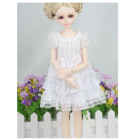 球体関節人形 BJD ドレス 白 服 涼しげ 美女 清潔感溢れる カスタムドール 衣装 ホワイト 1/3 1/4 1/6 選べる3サイズ