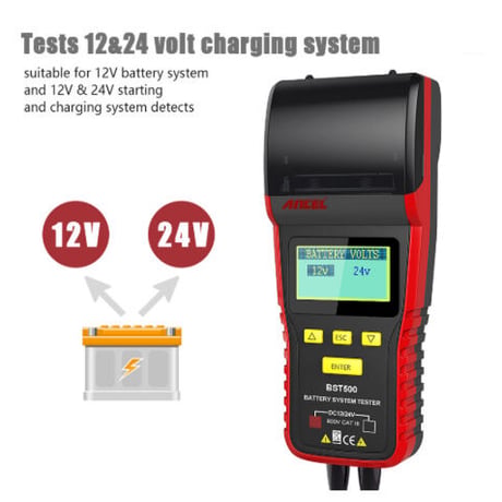 ANCEL BST500 12V 24V バッテリーテスター プリンター内蔵 車 診断ツール 自動車 car スキャンツール 英語 多言語対応