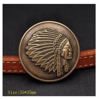 レザークラフト 10個セット 35mm 真鍮 インディアン チーフ ヘッド 革細工 サドル コンチョ 財布 ベルト