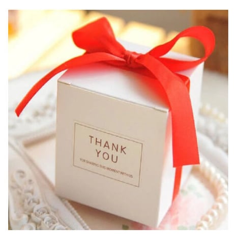 ギフトボックス 50個セット サンキューロゴ リボン バレンタイン お誕生日会 結婚式 おしゃれ かわいい 販促 ラッピング プレゼント