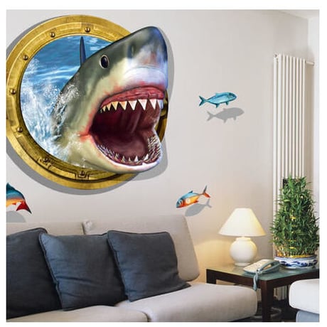 ３Dウォールステッカー 壁窓 サメ 潜水艦 海 お洒落シール DIY キッチン 寝室 リビング トイレ 子供部屋