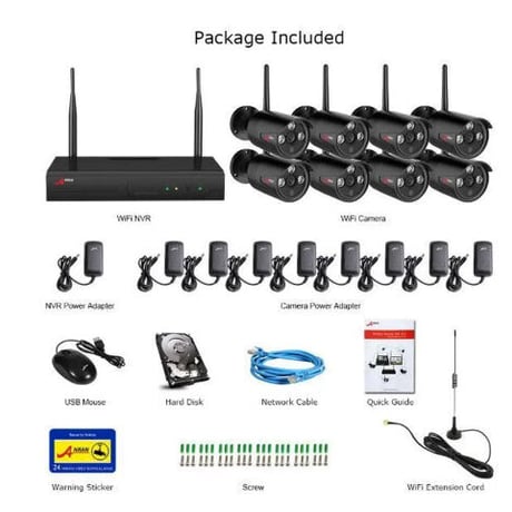 ワイヤレスCCTVシステム カメラ８台セット 1080p 8ch NVRキット HD カメラ wifiホームセキュリティ ナイトビジョン ビデオ監視キット カラー２色展開