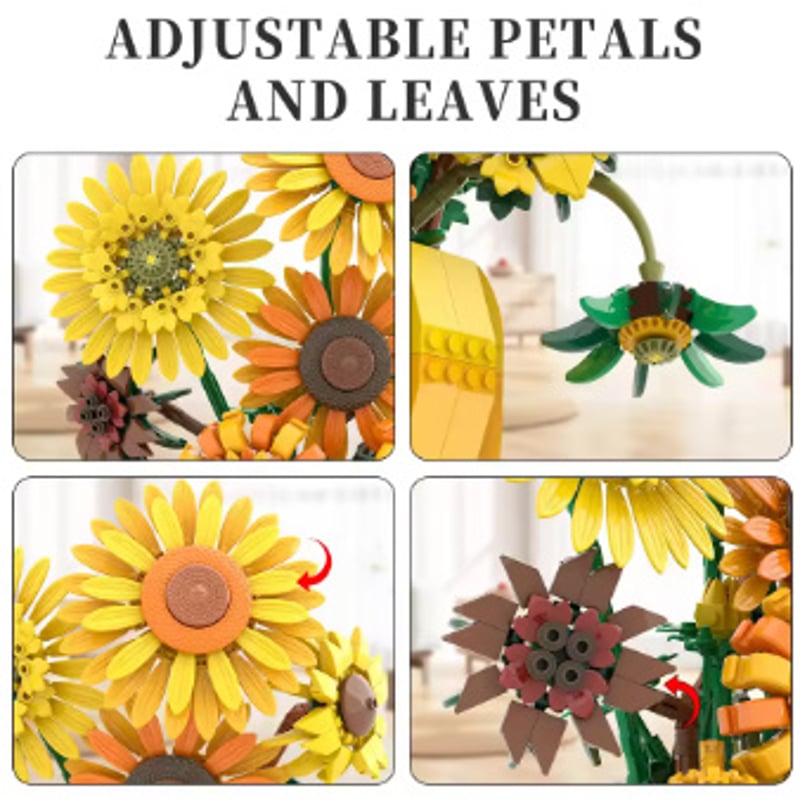 LEGO互換 ひまわり 1009ピース 花瓶 フラワーポット 明るい カラフル