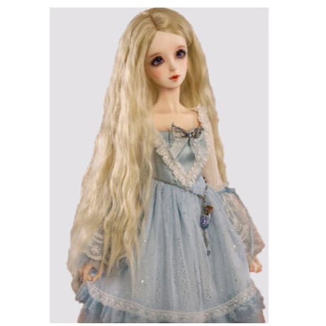 BJD ウィッグ ロング ウェーブ 明るい 綺麗な ブロンド 金髪 球体関節人形 カスタムドール 髪 かつら DD SD MSD YOSD 選べる4サイズ