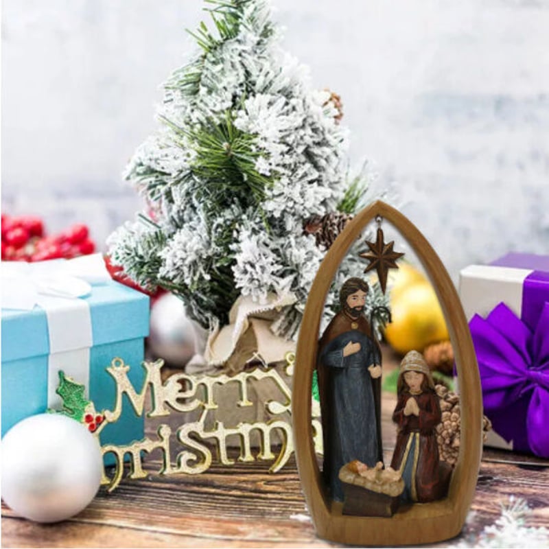 オブジェ】 置物 キリスト 降誕 イエス マリア レトロ アンティーク調