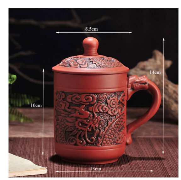 マグカップ ティーカップ 380ml 蓋付 お茶会に ドラゴン 龍 レトロ