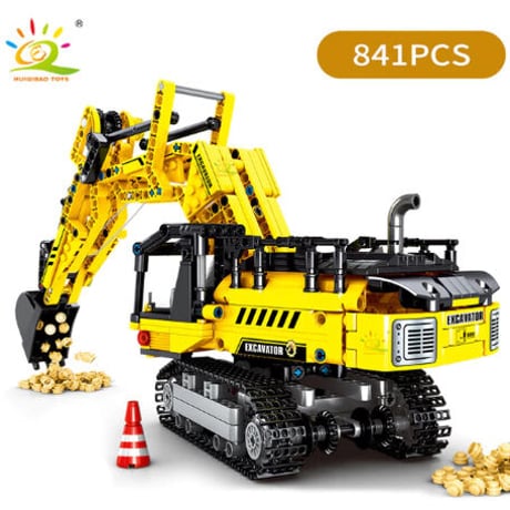 レゴ互換 ショベルカー テクニック 工事現場 パワーショベル LEGO風 ブロックセット 乗り物 知育玩具 黄 黒