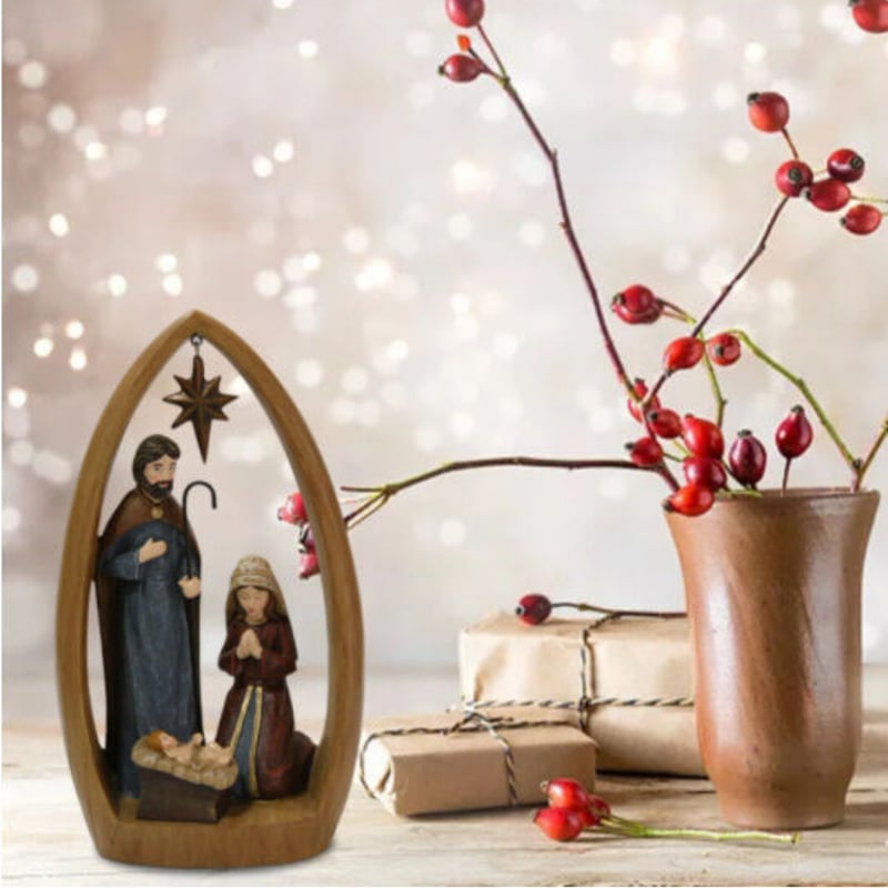 オブジェ】 置物 キリスト 降誕 イエス マリア レトロ アンティーク調