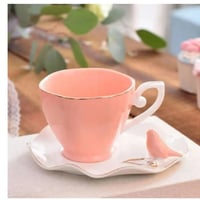 ティーカップ 220ml ソーサー スプーン 3点セット 鳥のスプーン置 磁器 コーヒー お茶会 食器 高級装飾 贈り物 4色展開
