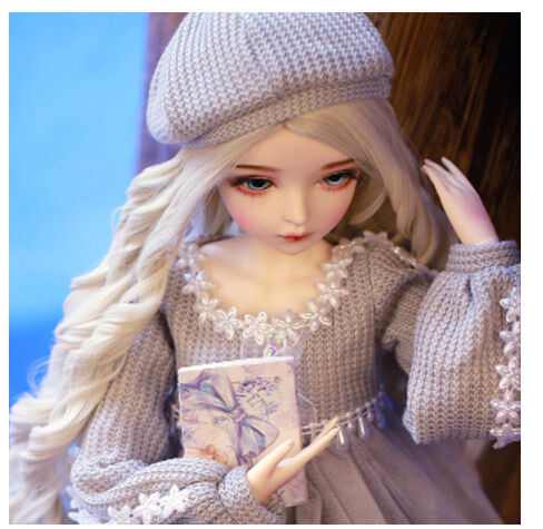 銀髪の美少女】 BJD フルセット 1/3 60cm 球体関節人形 本体＋眼球＋