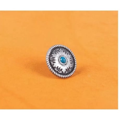 レザークラフト 10個セット 26 × 26mm アンティークシ ルバー フラワー ターコイズカラー  サドルコンチョ