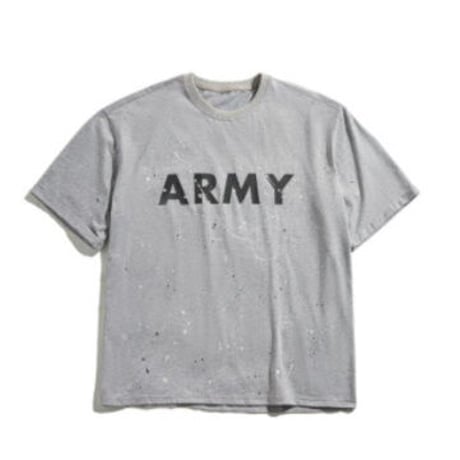 ラウンドネック グレー スプラッシュ インク Tシャツ