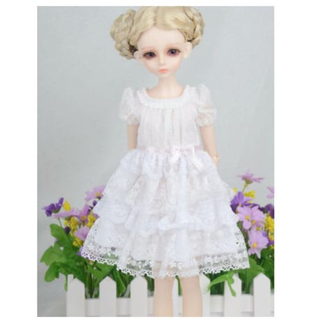 球体関節人形 BJD ドレス 白 服 涼しげ 美女 清潔感溢れる カスタムドール 衣装 ホワイト 1/3 1/4 1/6 選べる3サイズ