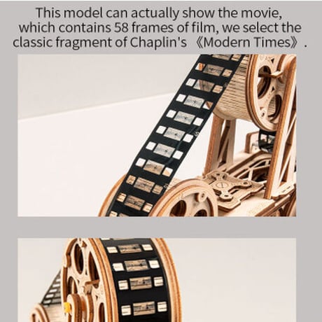 Robotime 映写機 組み立て キット 木製 フィルム付き 3Dパズル プロジェクター 歯車 ギア 自作 電池不要 工作 プレゼントにも★