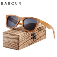 【人気の天然竹製】 BARCUR ユニセックス バンブー 偏光サングラス 木製ボックス付き UV400 ドライビング用 ポラロイド BC8201 自然のぬくもり 【選べる3色】
