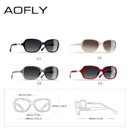 AOFLY 偏光サングラス レディース 人気 海外トップブランド UV400 軽量 スクエア 女性 かわいい 海外トップブランド 旅行 ドライブ キャンプ 運転 釣り ビーチ 海 4色から選択可能