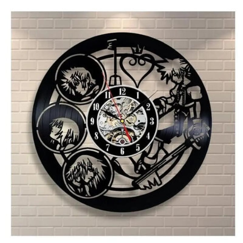 キングダムハーツ レコード盤 壁掛け時計 30cm ゲーム アニメ