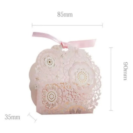 ギフトボックス 50個セット かわいい 花柄 ピンク リボン付 バレンタイン お誕生日会 結婚式 ラッピング プレゼント