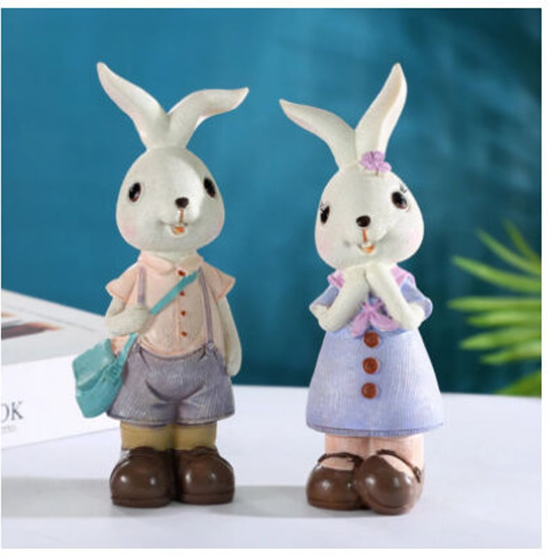 オブジェ】 置物 うさぎ 2匹セット 子供 かわいい 人形 おままごと 