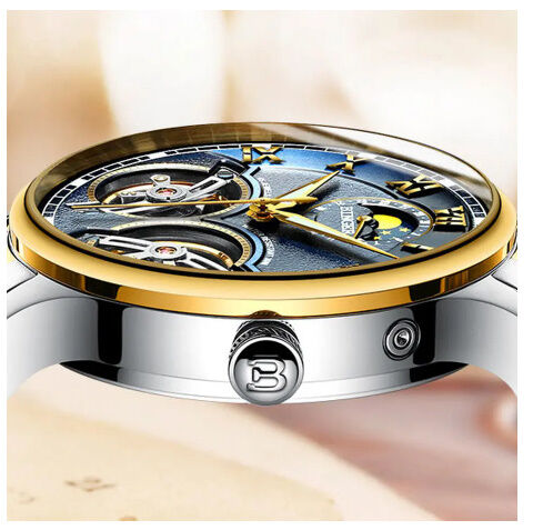 HINDENBERG 自動巻き時計 トゥールビヨン ダブルトゥールビヨン 腕時計 メンズ スケルトン 防水 機械式