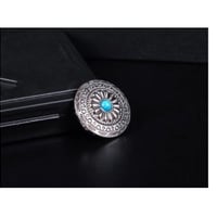 レザークラフト 10個セット 30mm ブルー ビーズ ターコイズ フラワー  シルバー  コンチョ