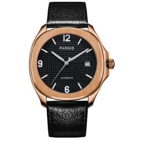 海外ブランド Parnis 自動巻 機械式腕時計 メンズ レザーバンド スケルトン 4色展開