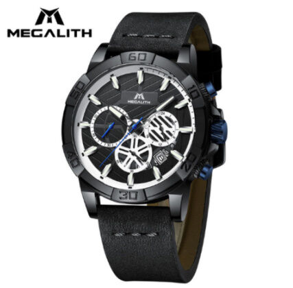 スタイリッシュ】 MEGALITH 高級 メンズ腕時計 クロノグラフ レザー